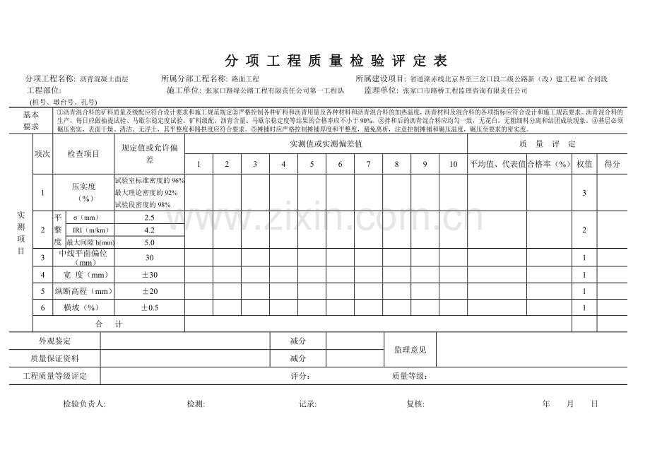 路面分项工程质量检验评定表.doc_第3页