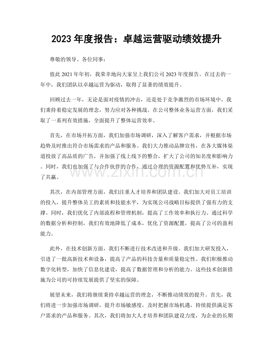 2023年度报告：卓越运营驱动绩效提升.docx_第1页