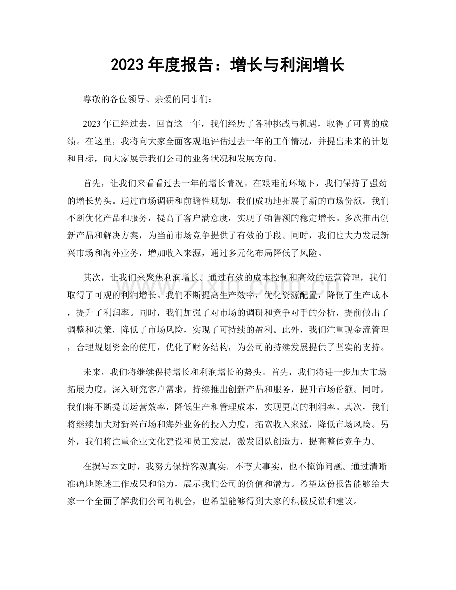 2023年度报告：增长与利润增长.docx_第1页