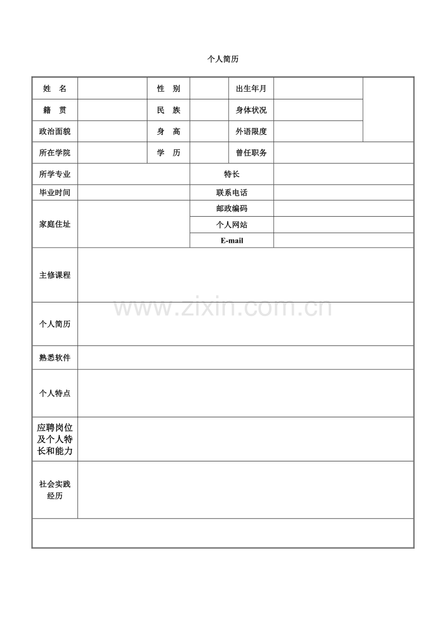 多种标准的个人简历表格.doc_第2页