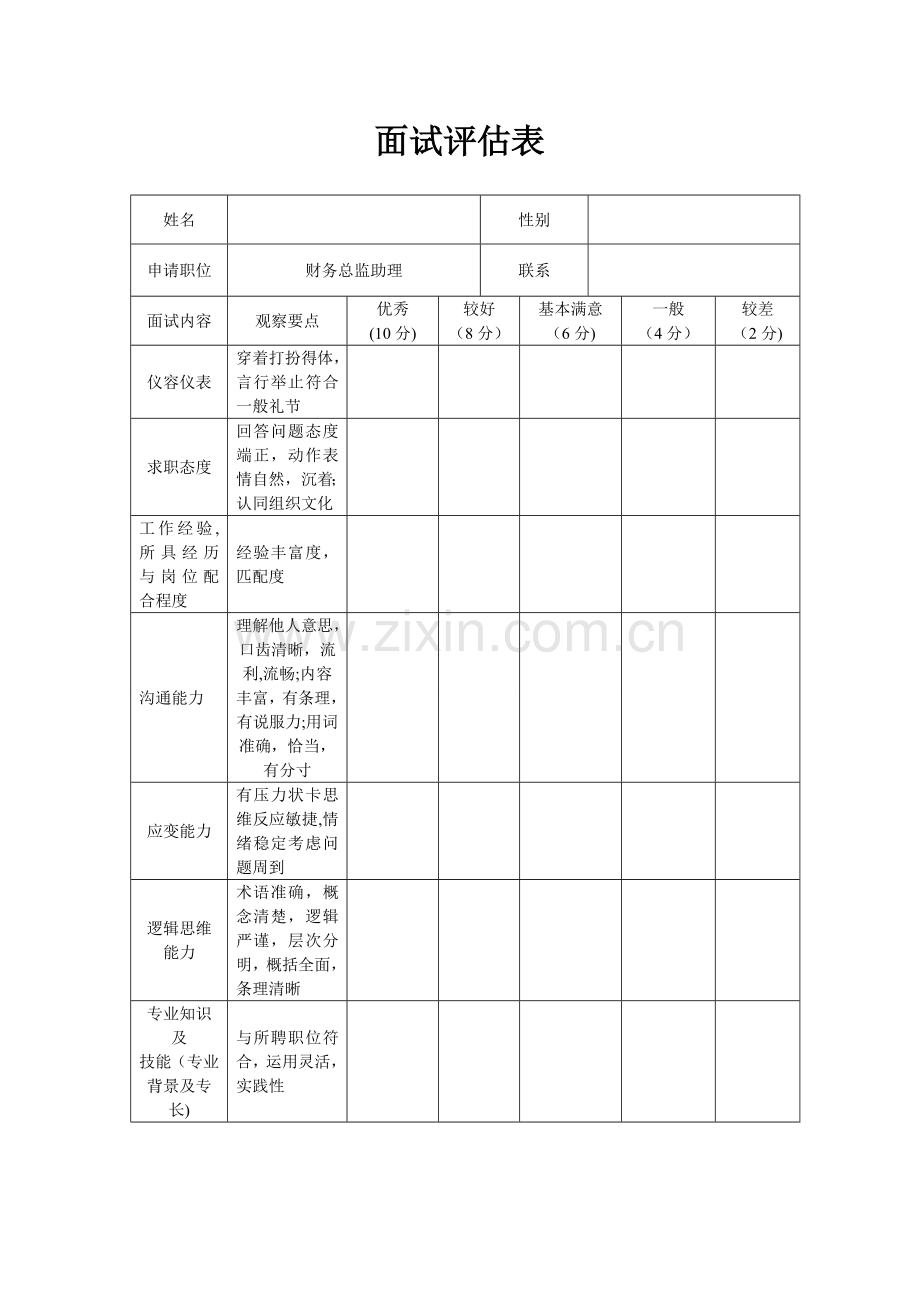 财务人员面试评估表.doc_第2页