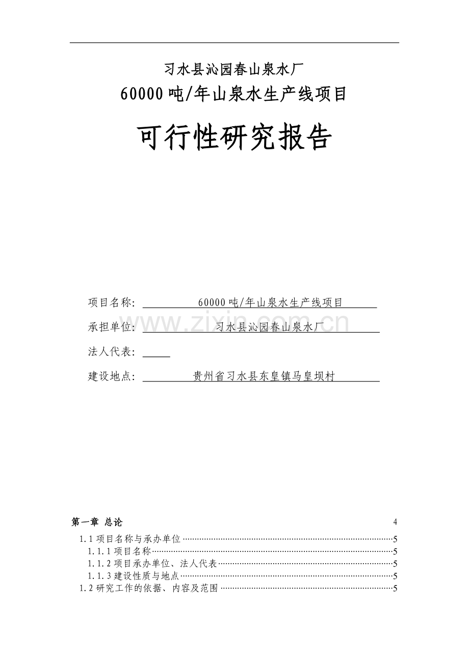 山泉水生产线项目-可行性方案.doc_第1页