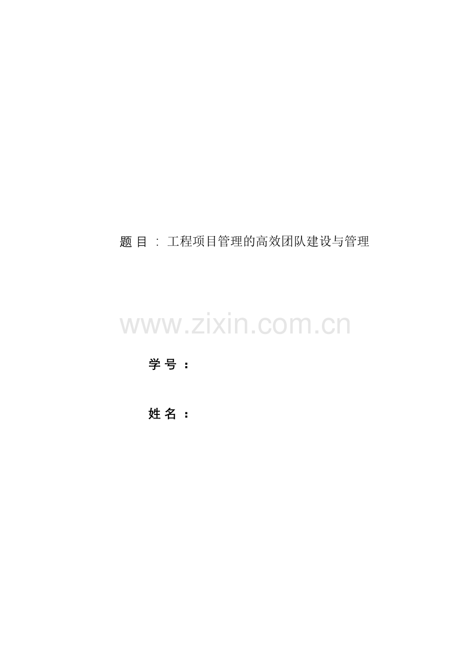 工程项目管理的高效团队建设与管理试卷教案.doc_第1页