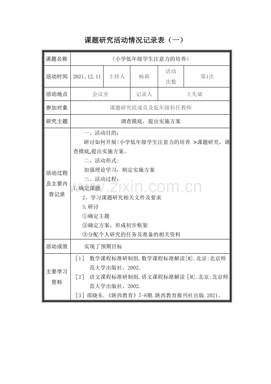 课题研究活动情况记录表完整.doc_第2页