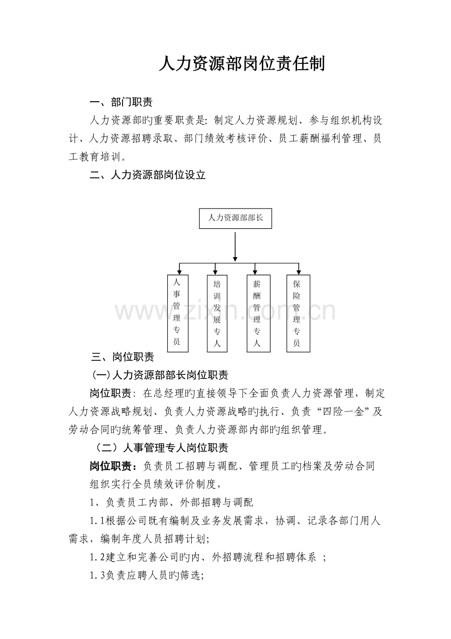 人力资源岗位责任制(原稿).doc_第1页