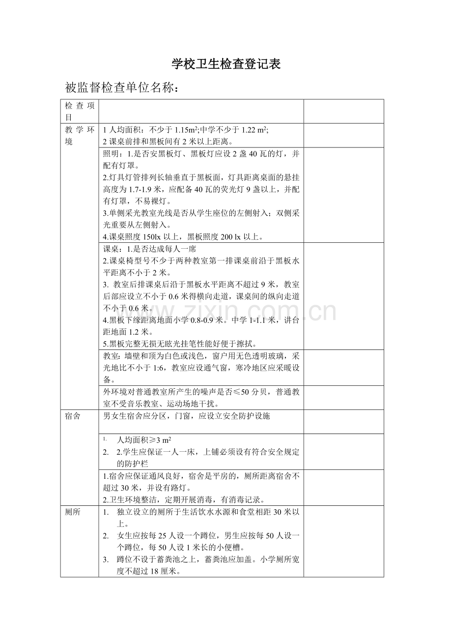 学校卫生检查记录表.doc_第1页