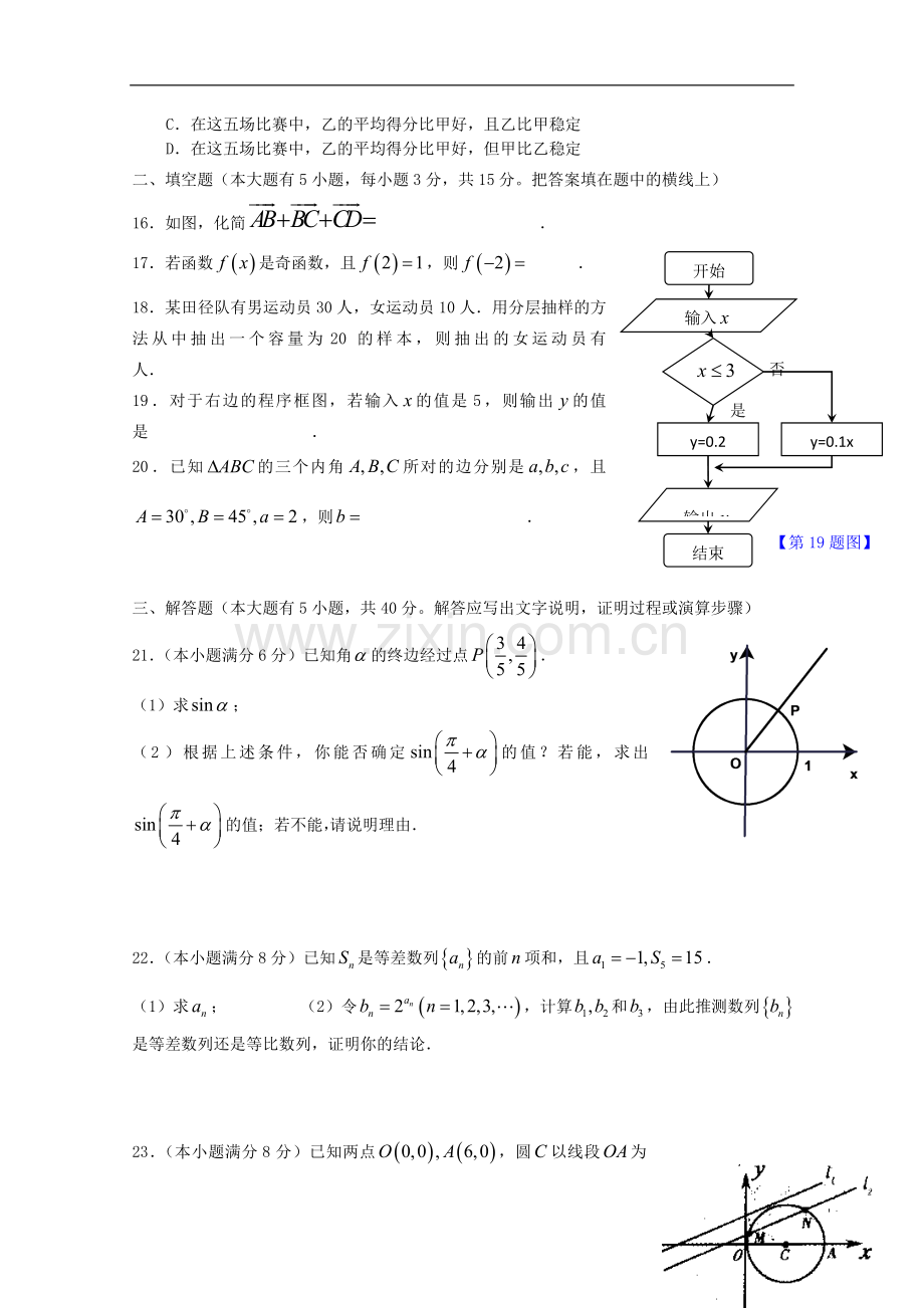 福建省2016年春季高考数学高职单招模拟试题(1).doc_第3页