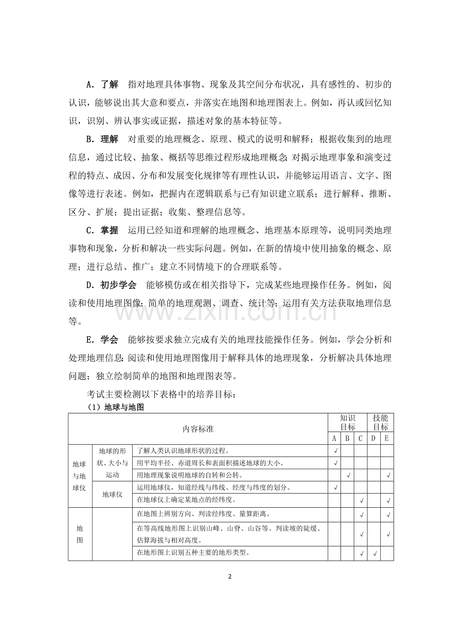 生地会考湖南省初中学业水平考试标准(2017年版).doc_第2页