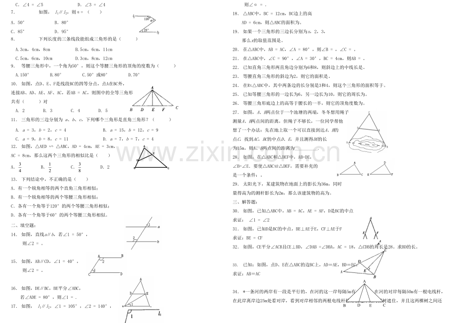 中考数学复习专题五平行线与三角形.docx_第2页