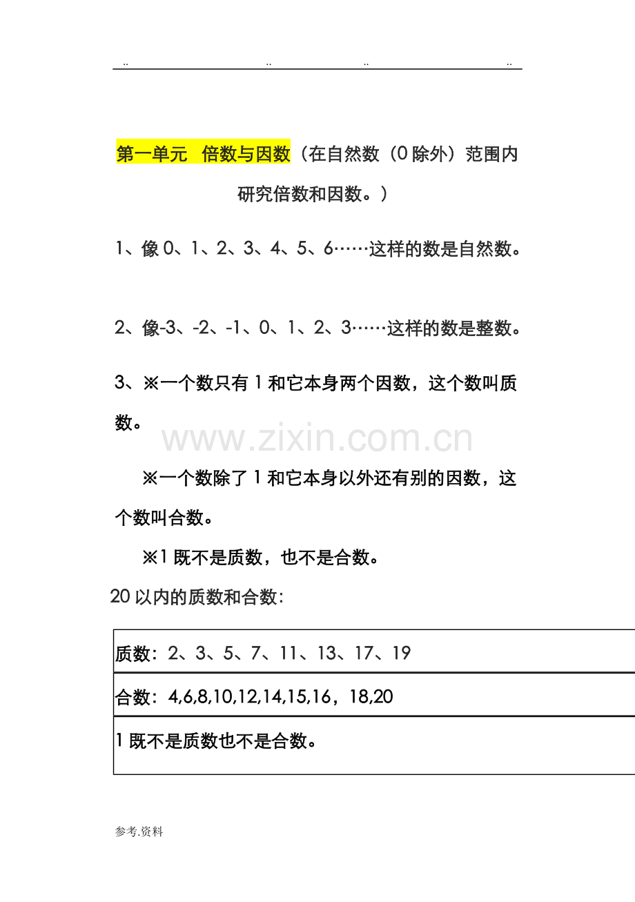 北师大版五年级数学(上册)总复习-知识点整理.doc_第1页