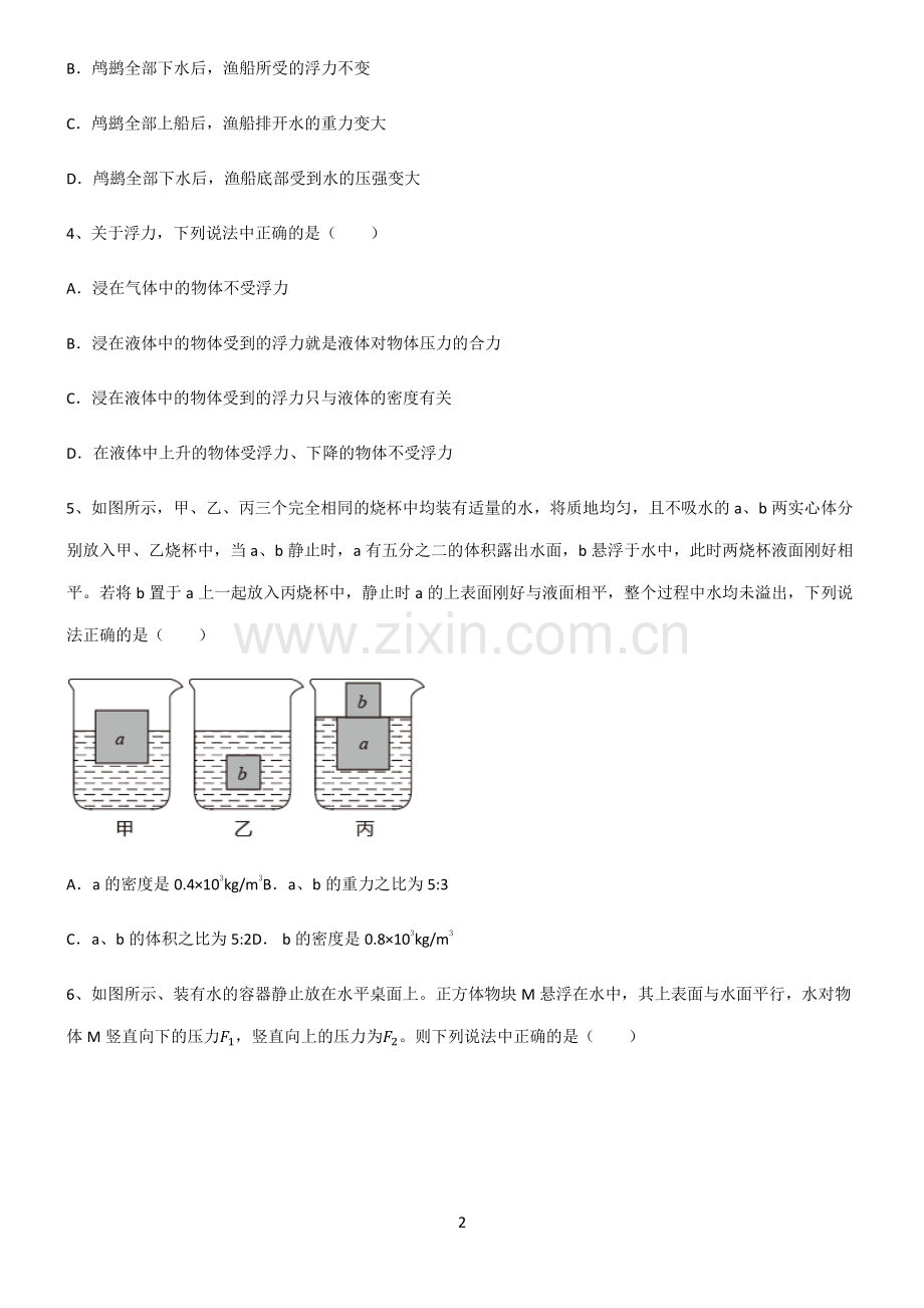 (文末附答案)人教版2022年八年级物理第十章浮力重点知识归纳.pdf_第2页