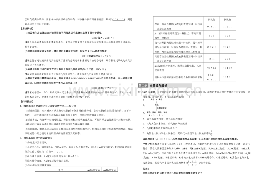 步步高生物二轮专题复习与增分策略专题四遗传的基本规律和伴性遗传.docx_第2页