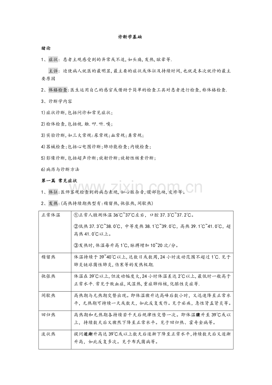 诊断学基础重点整理.docx_第1页