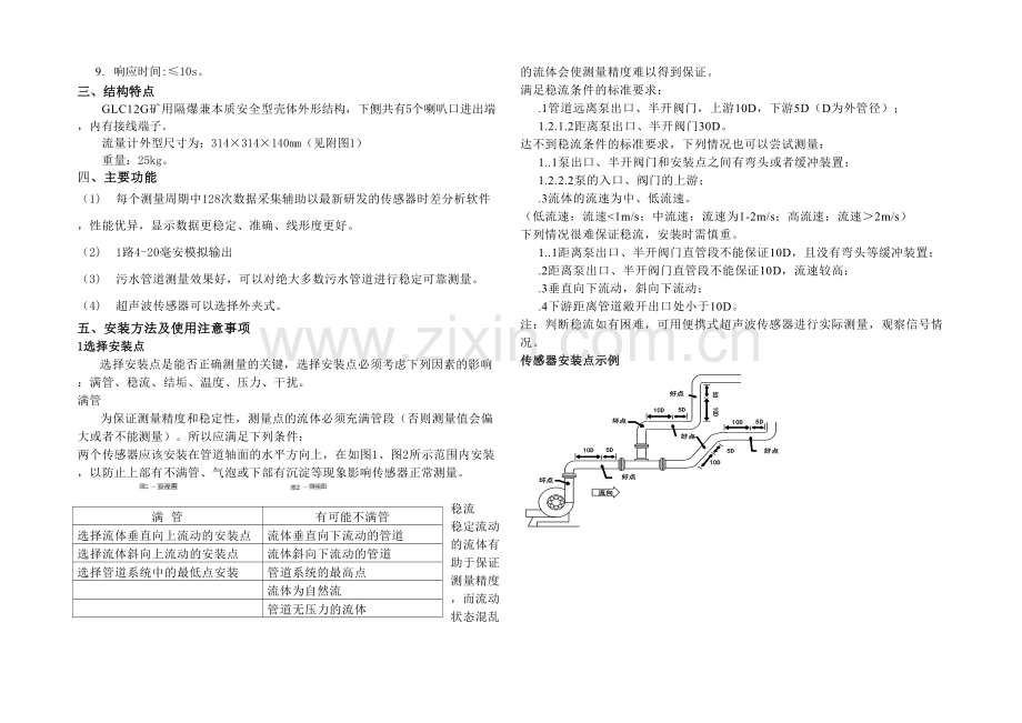 GLCG矿用隔爆兼本质安全型超声波流量传感器说明书.docx_第2页