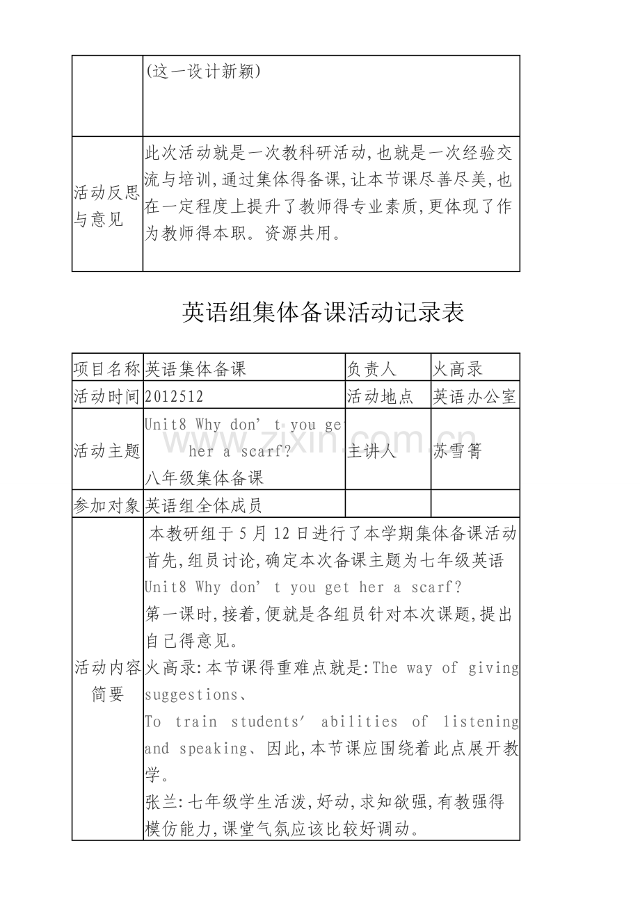 英语组集体备课活动记录表.doc_第2页