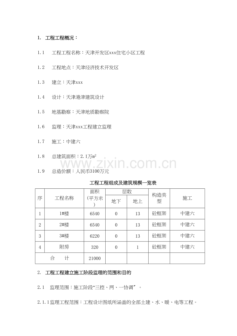 某开发区住宅小区工程监理规划.docx_第1页