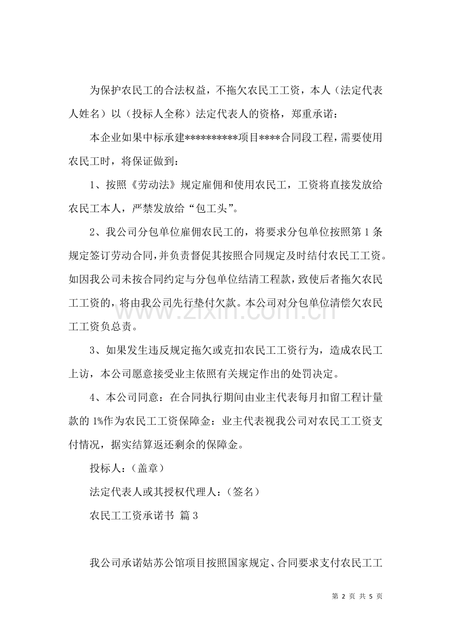 关于农民工工资承诺书范文汇总六篇.docx_第2页