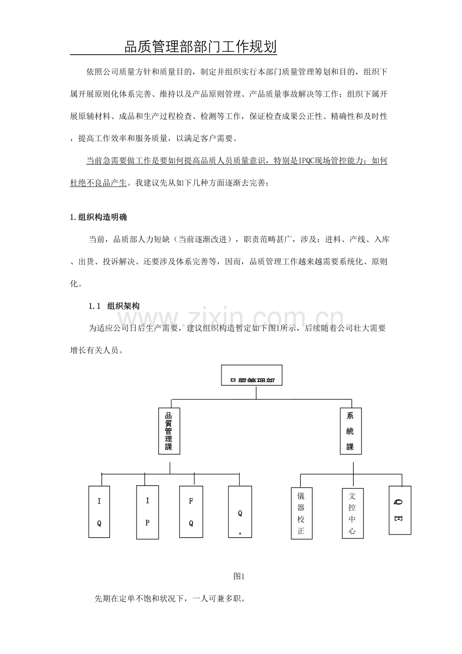 品质部工作综合规划.doc_第1页