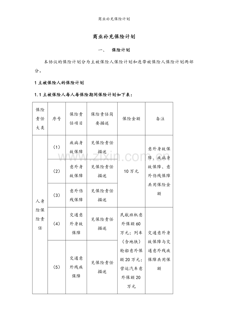 商业补充保险计划.doc_第1页