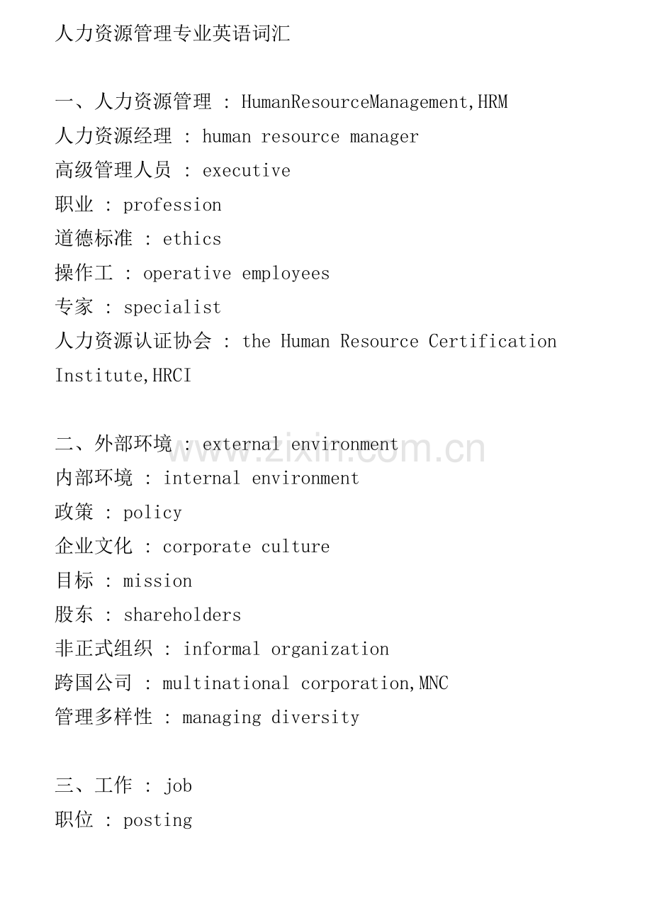 人力资源专业英语.doc_第1页