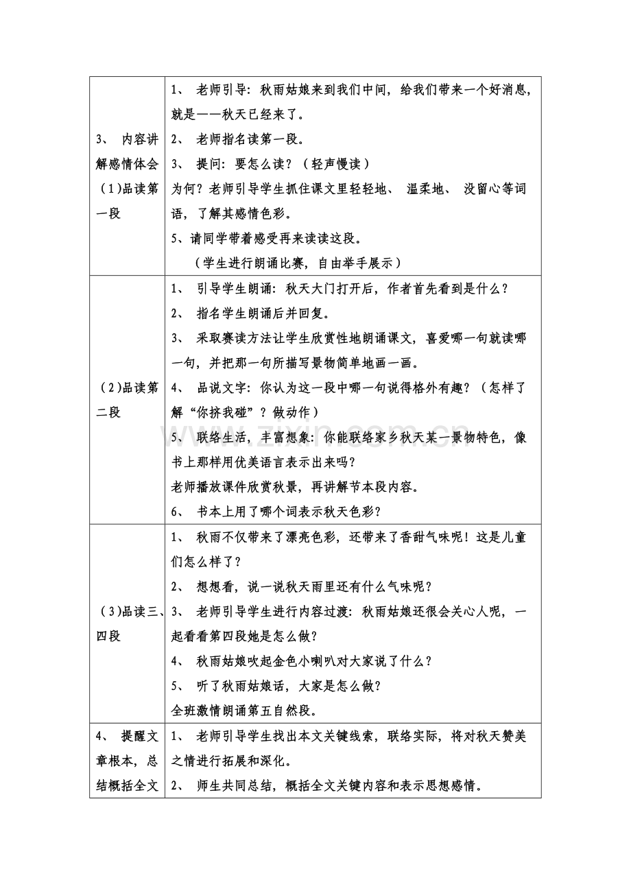 秋天的雨表格式教学设计模板.docx_第3页