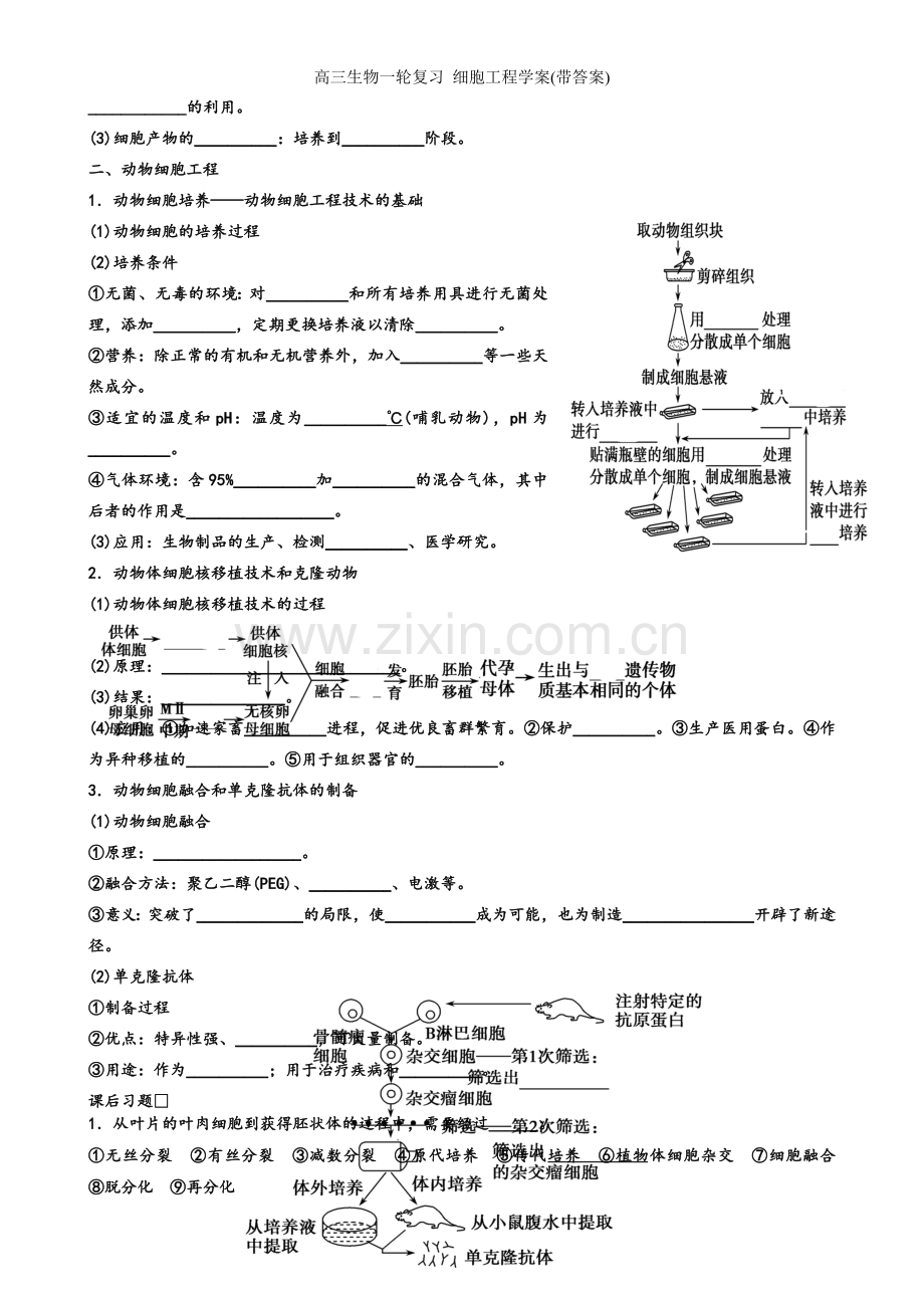 高三生物一轮复习-细胞工程学案(带答案).doc_第2页