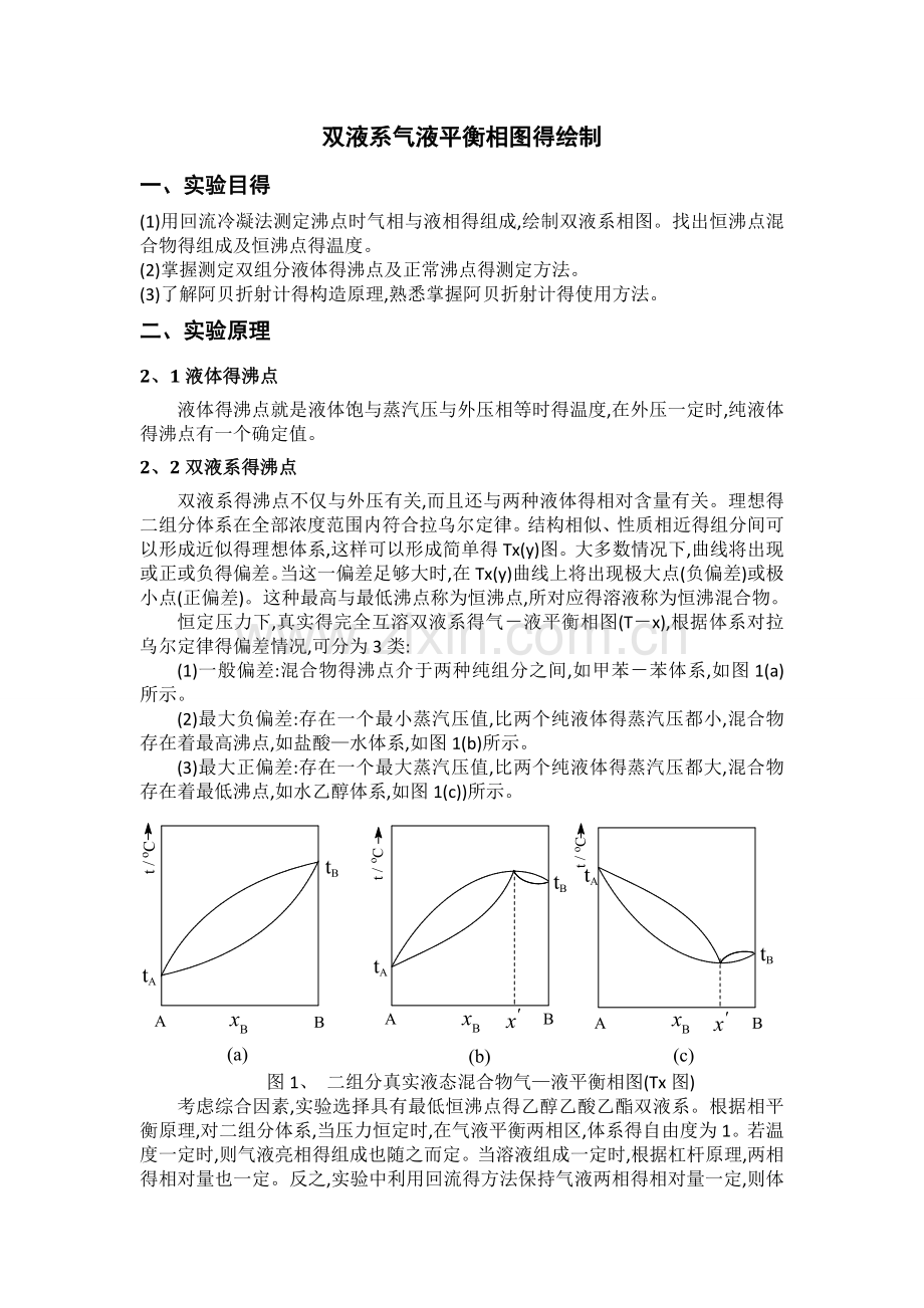 双液系气液平衡相图的绘制(华南师范大学物化实验).doc_第1页