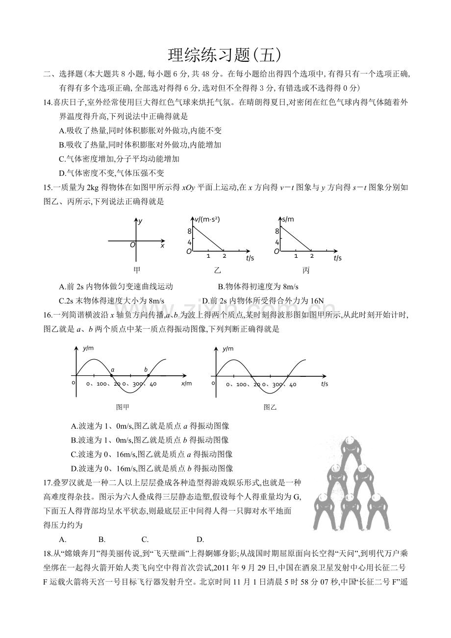 高考理综物理专题训练.doc_第1页