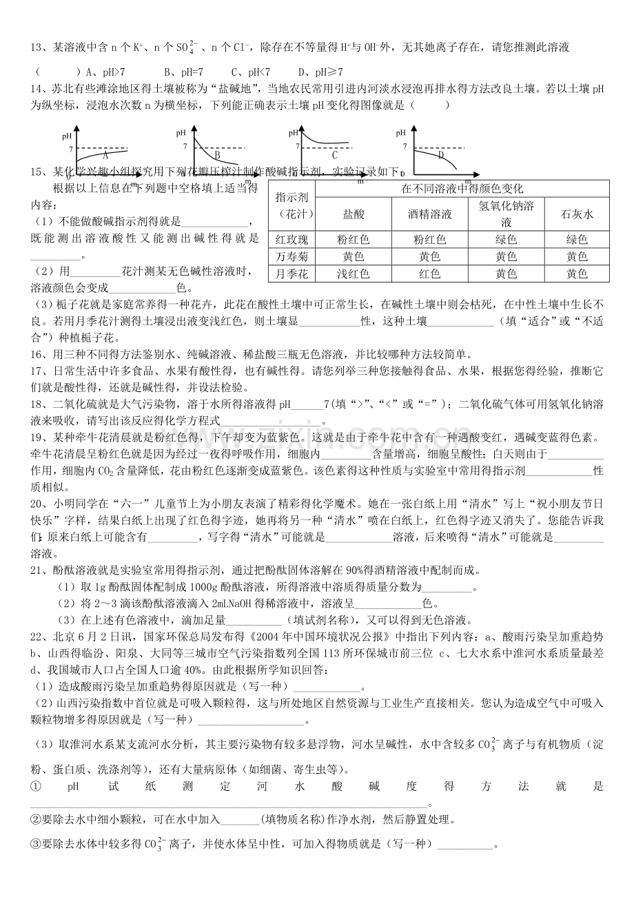 溶液的酸碱性专题练习.doc_第2页