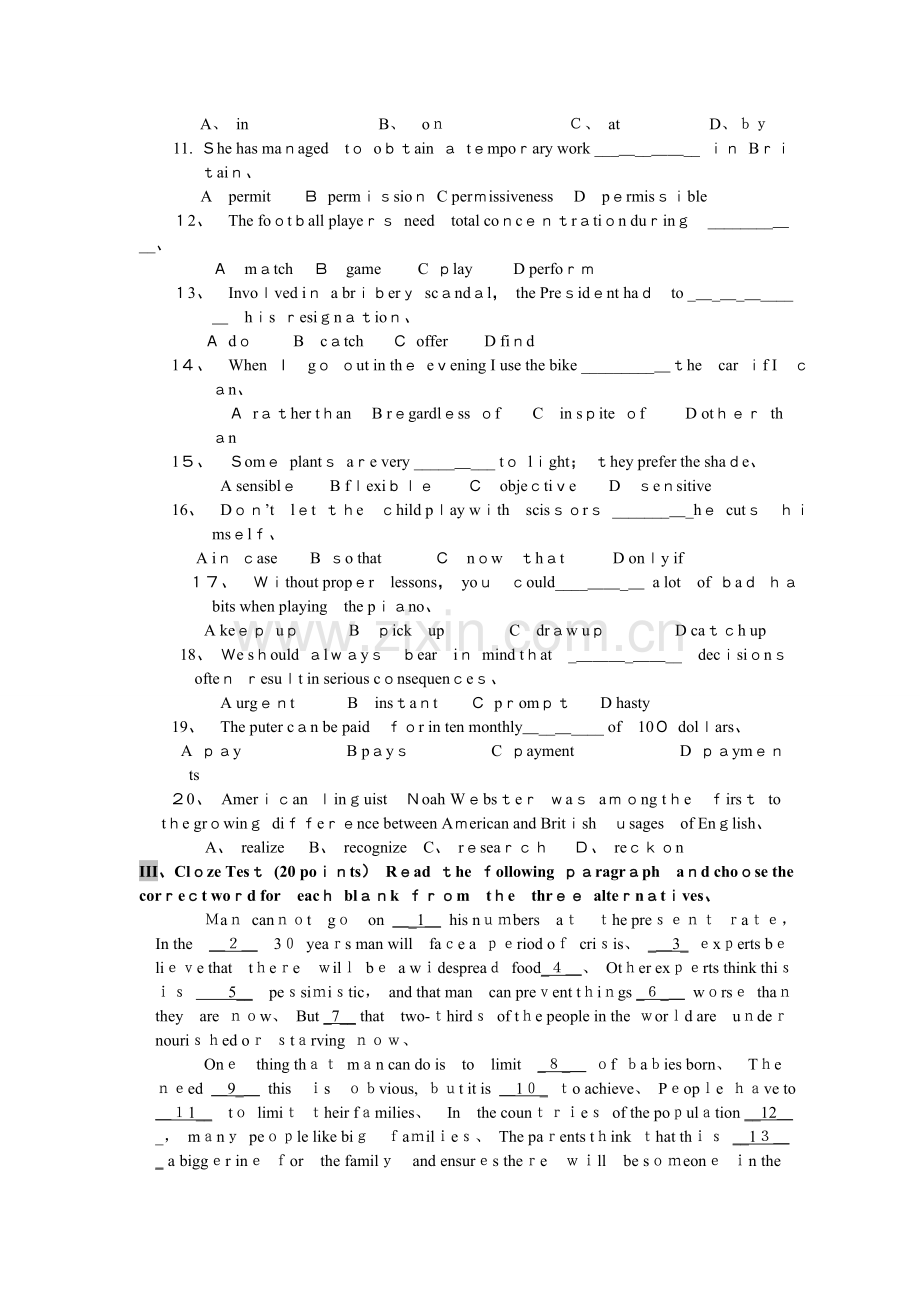 专升本专业英语试题和答案.doc_第2页