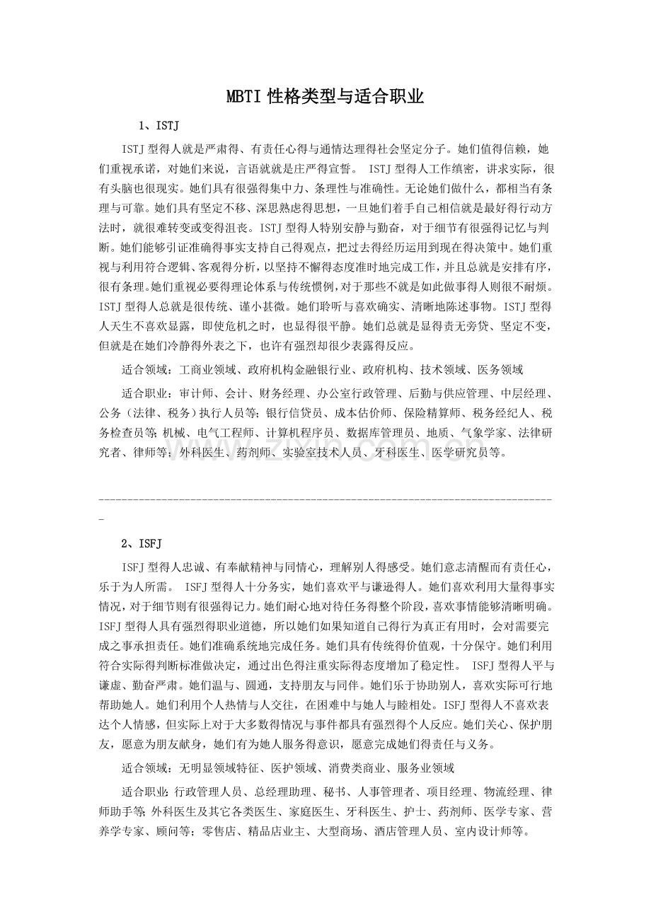 MBTI类型与适合的职业.doc_第1页