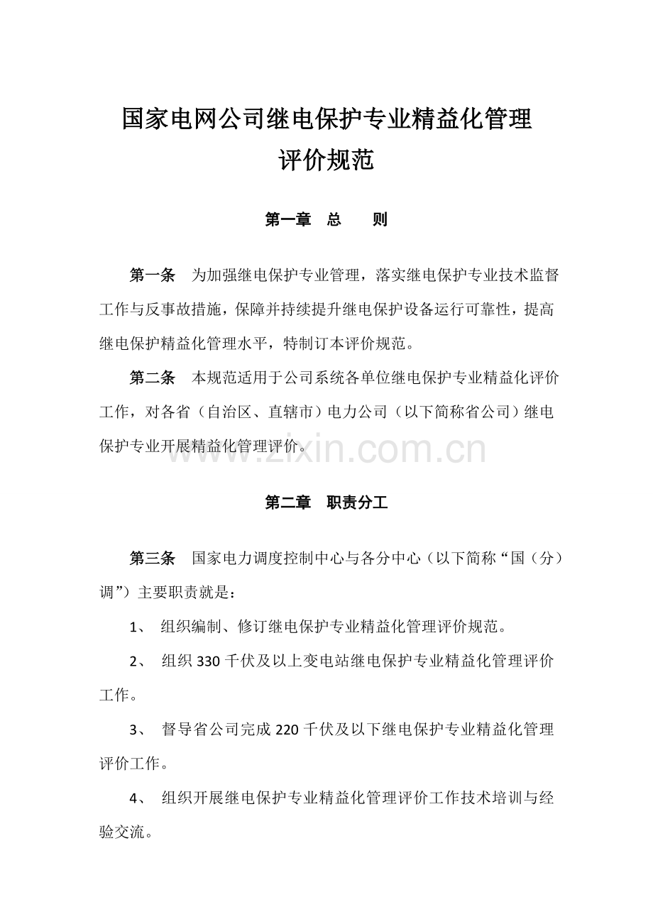 国家电网公司继电保护专业精益化管理评价规范(试行).doc_第1页