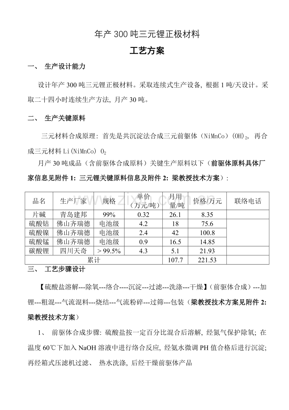 三元锂技术方案.doc_第1页