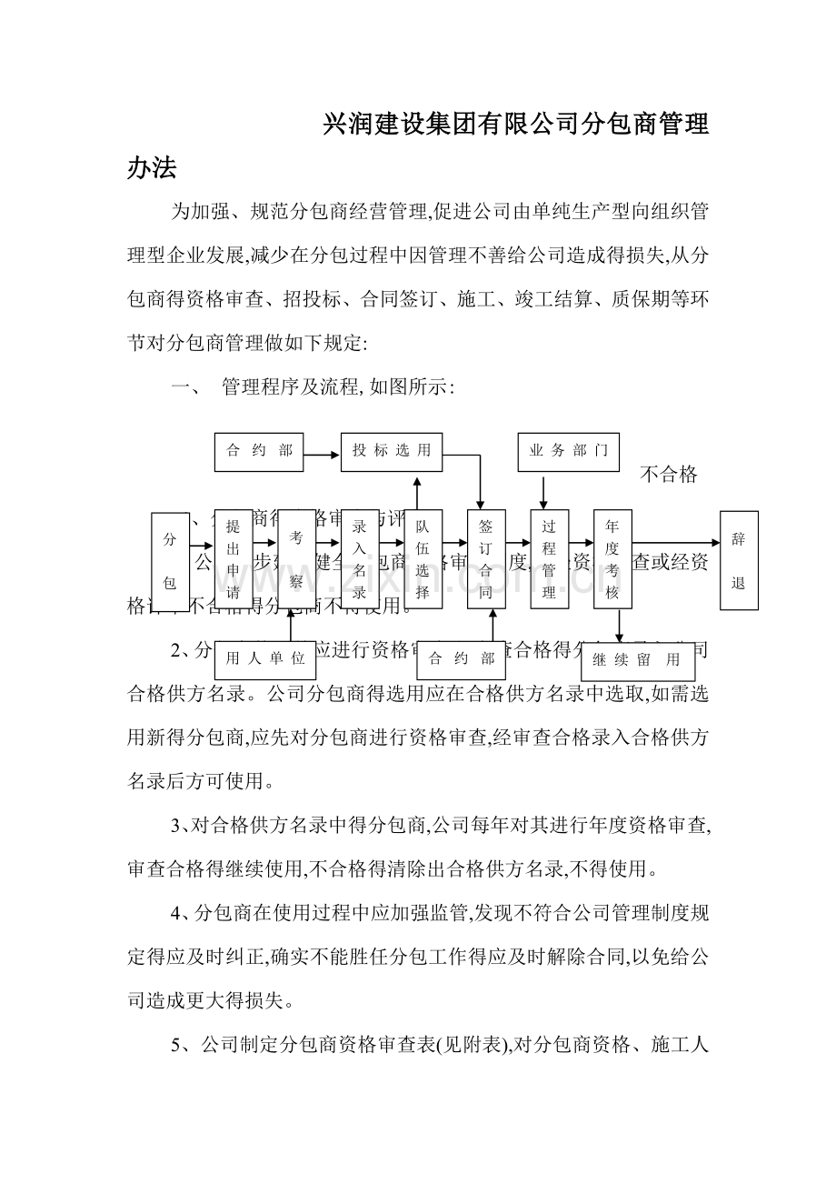 劳务管理、分包管理制度.doc_第1页