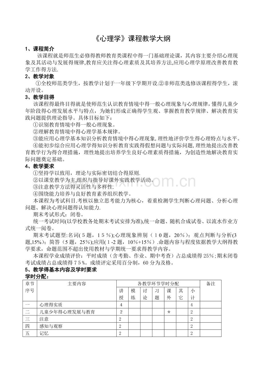 心理学课程教学大纲.doc_第1页