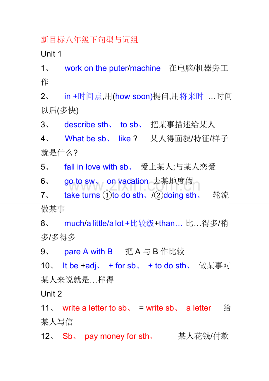 八下英语句型整理.doc_第1页