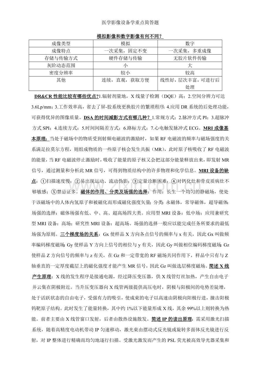 医学影像设备学重点简答题.doc_第1页