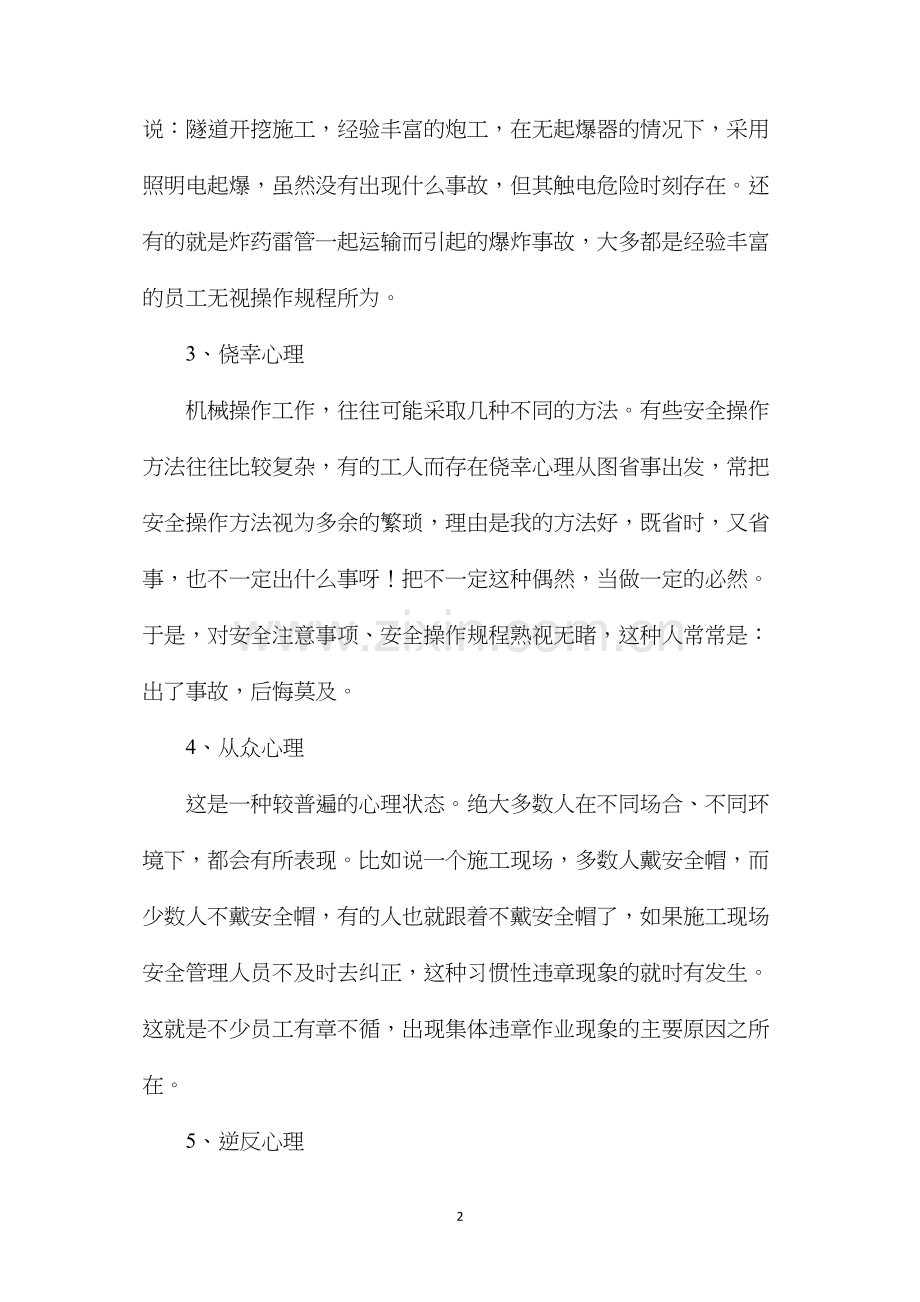 施工作业人员不安全因素分析及对策.docx_第2页