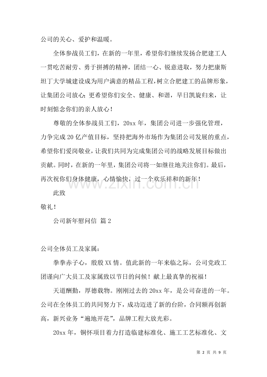 公司新年慰问信模板集合七篇.docx_第2页