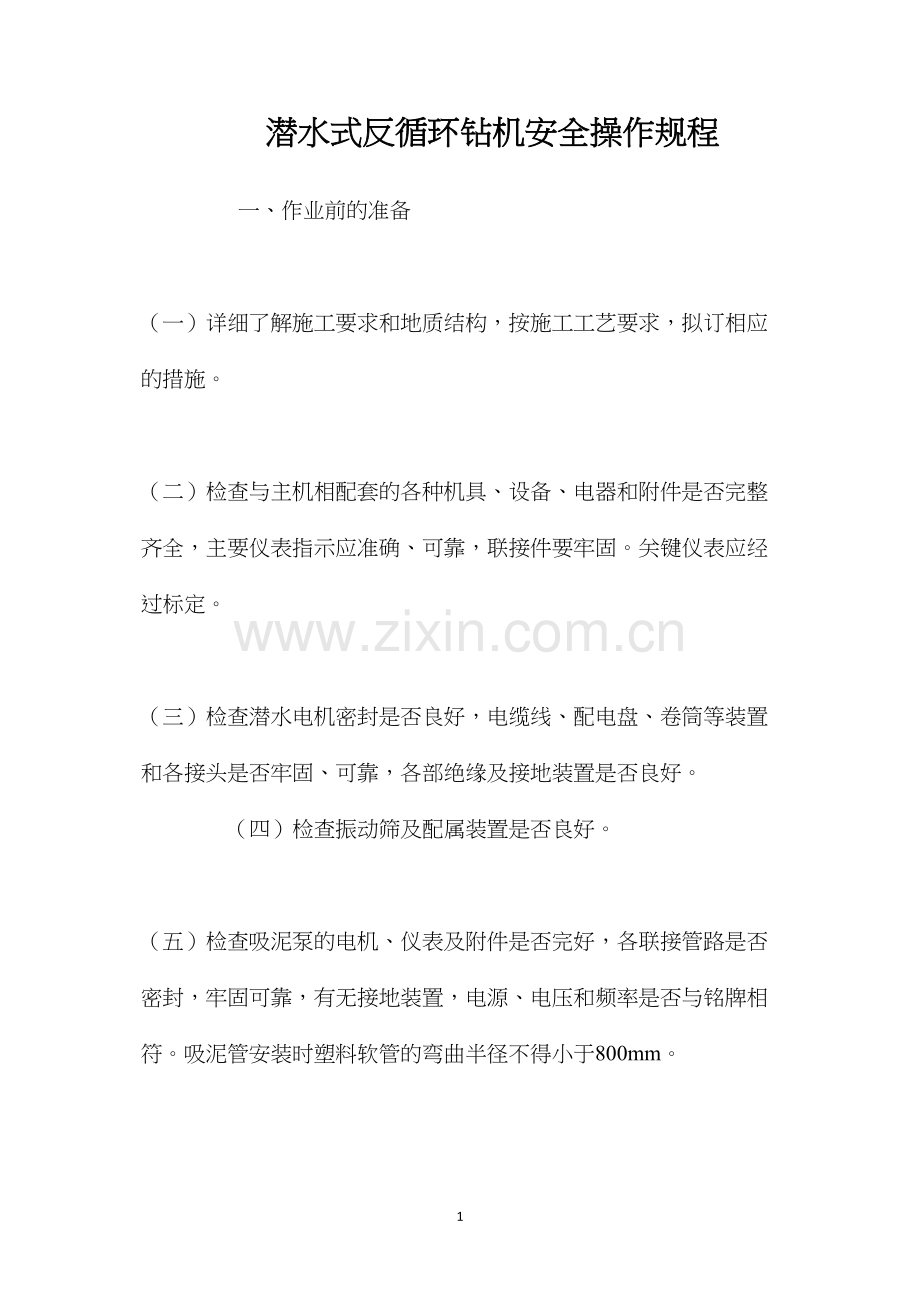 潜水式反循环钻机安全操作规程.docx_第1页