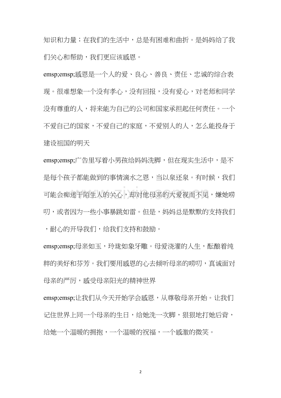 我的母亲演讲稿三分钟(关于母亲节的演讲稿范文四篇).docx_第2页