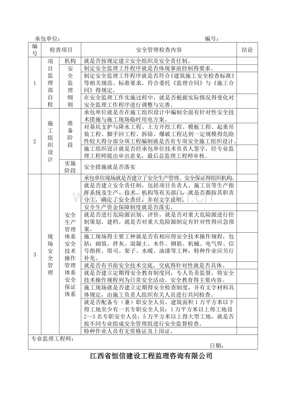 监理单位安全专项检查记录表.doc_第2页