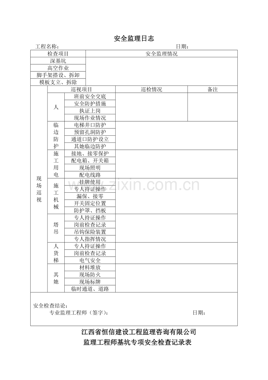 监理单位安全专项检查记录表.doc_第3页