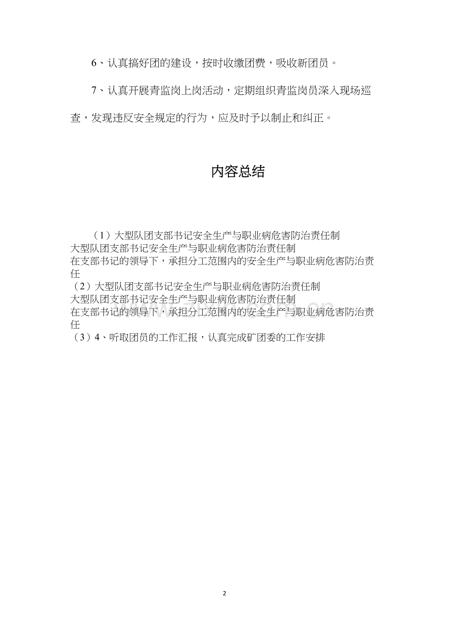 大型队团支部书记安全生产与职业病危害防治责任制.docx_第2页