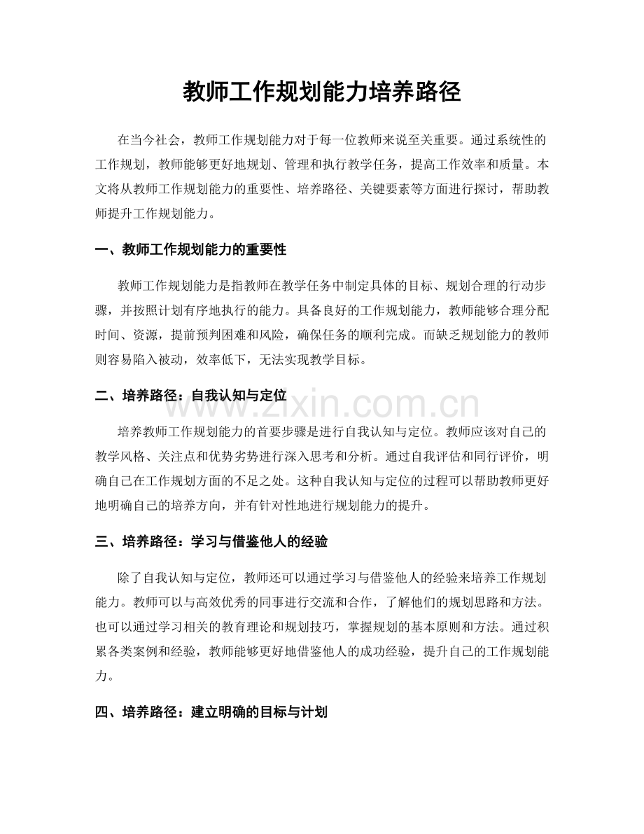 教师工作规划能力培养路径.docx_第1页