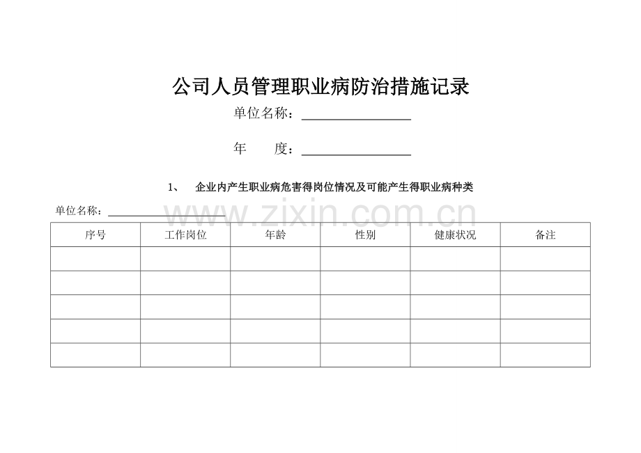 职业病防治措施记录台账.doc_第1页