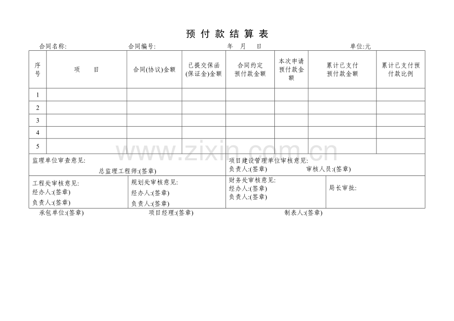 工程量完成月报表与工程价款结算、预付款结算表.doc_第3页