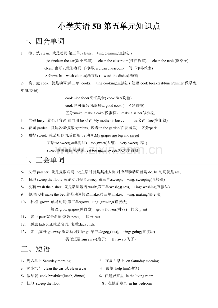 译林版小学英语B五年级下册单元知识点汇总.doc_第1页