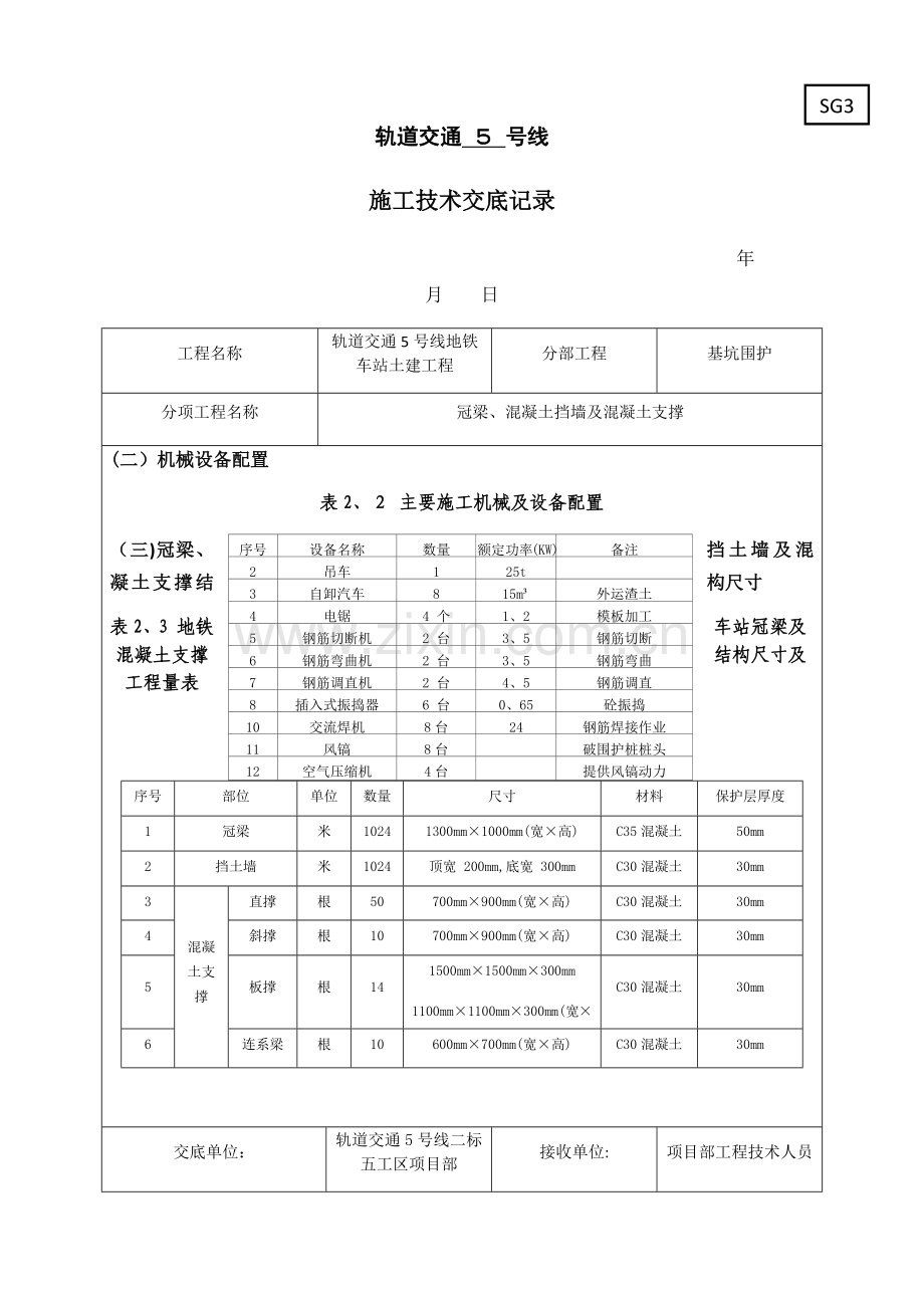 地铁车站冠梁、挡土墙及混凝土支撑施工技术交底.doc_第3页