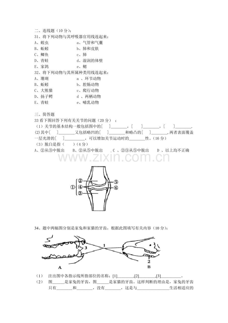 八年级期中生物测试卷.doc_第3页